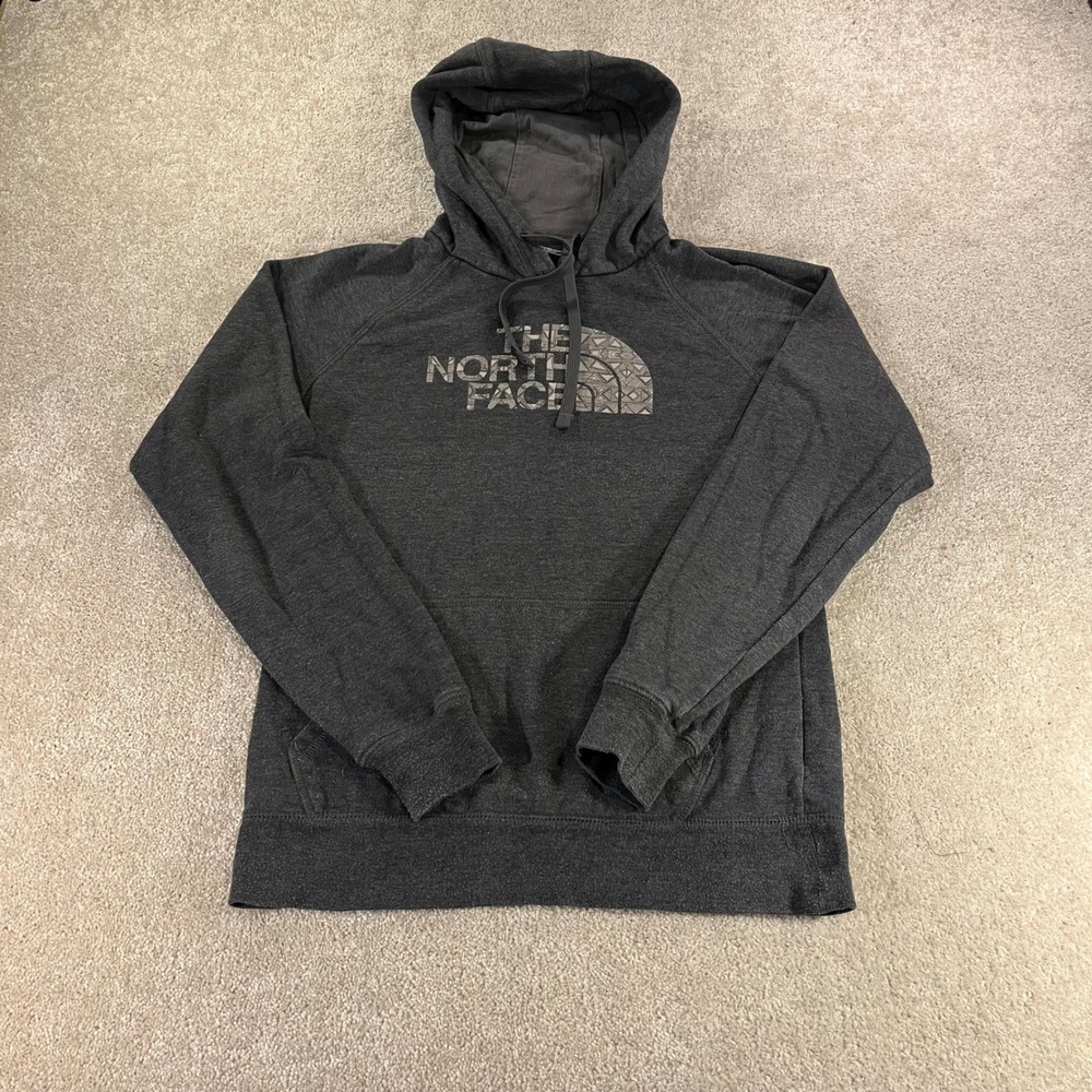 The‎ North Face Hoodie Mens Medium Charcoal Grey Geometric Pullover Sweatshirt